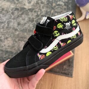 Kids Vans Sk8 Mid Reissue Trippy Drip Black Glow Alien Roses Skate Shoes Size 3Y